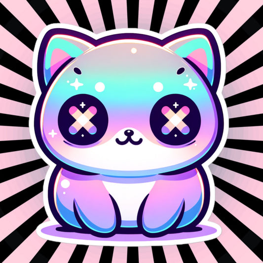 Weirdcore Pastel Goth Grunge Cute Trippy Cat Vinyl Sticker Oddcore Kitty Waterproof Sticker, Weird Stuff Unique Gift