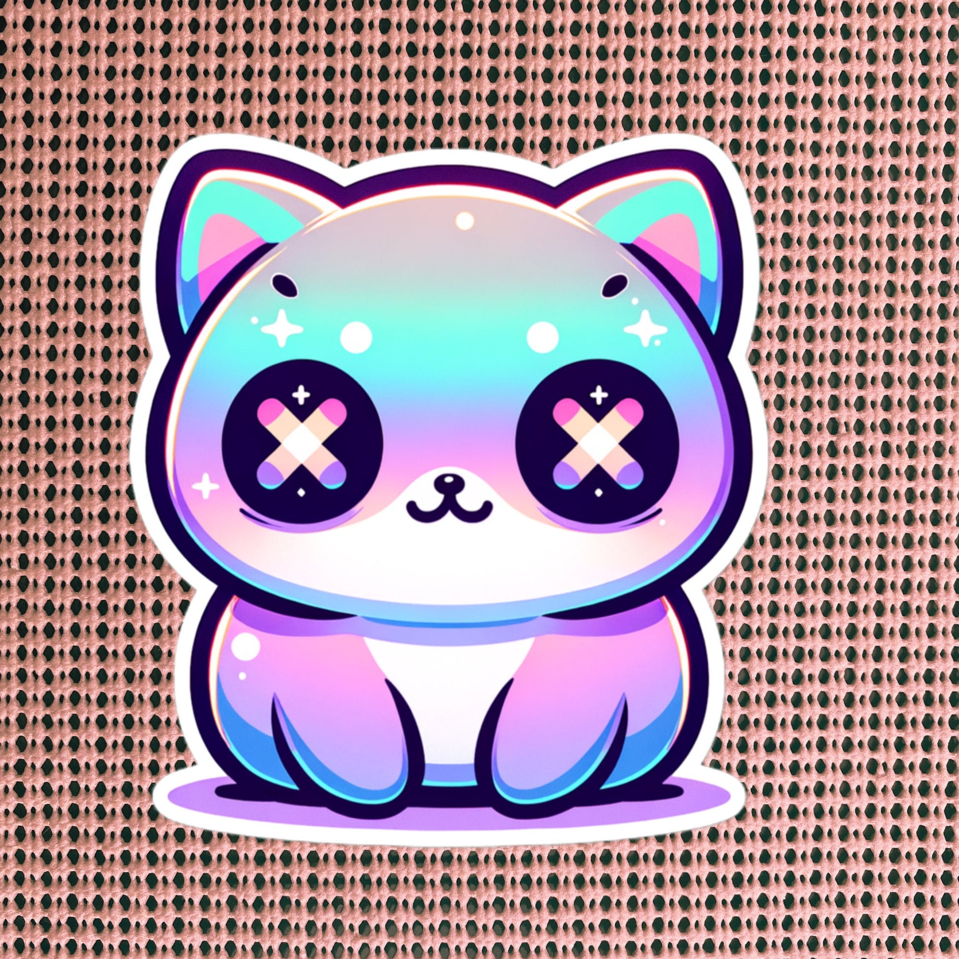 Weirdcore Pastel Goth Grunge Cute Trippy Cat Vinyl Sticker Oddcore Kitty Waterproof Sticker, Weird Stuff Unique Gift