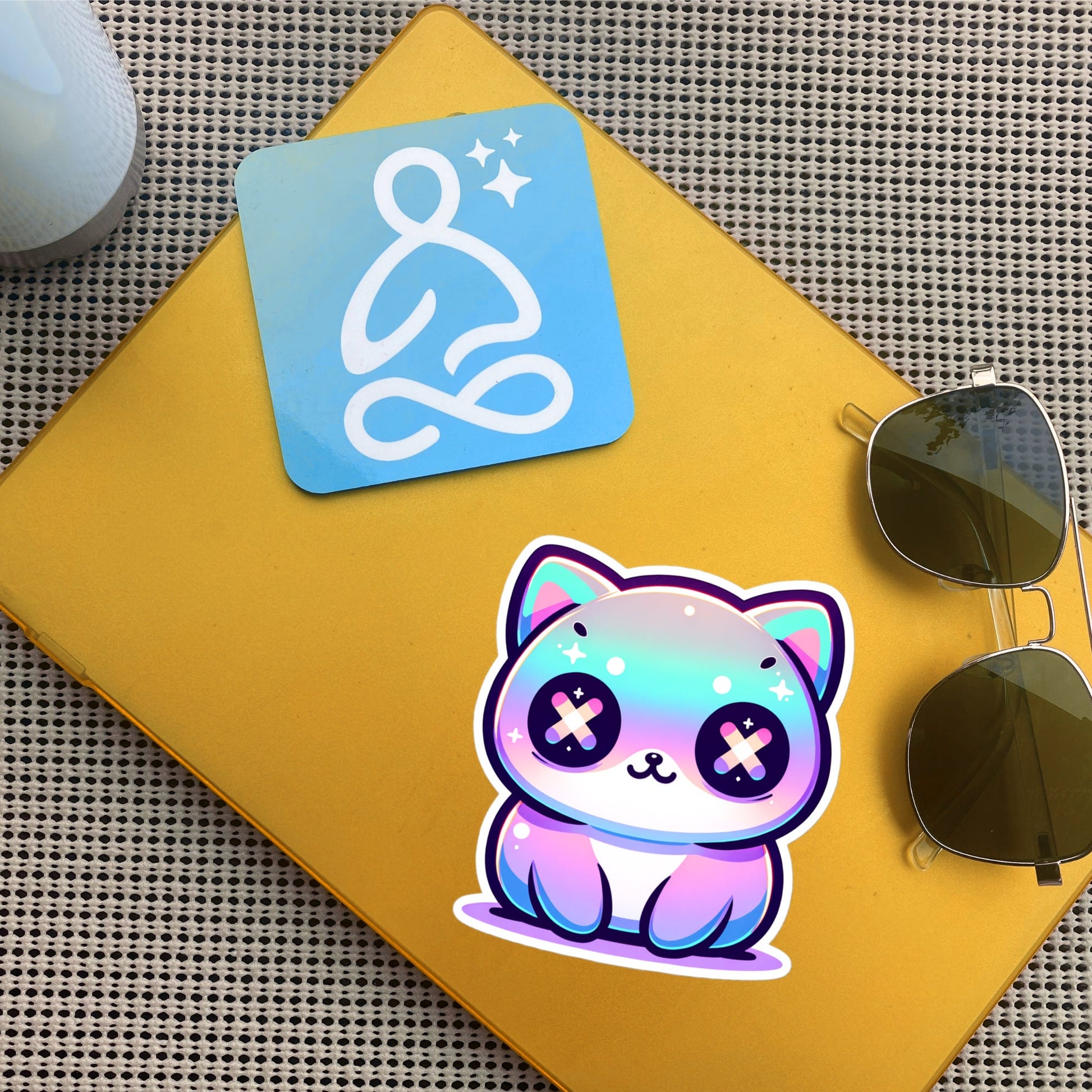 Weirdcore Pastel Goth Grunge Cute Trippy Cat Vinyl Sticker Oddcore Kitty Waterproof Sticker, Weird Stuff Unique Gift