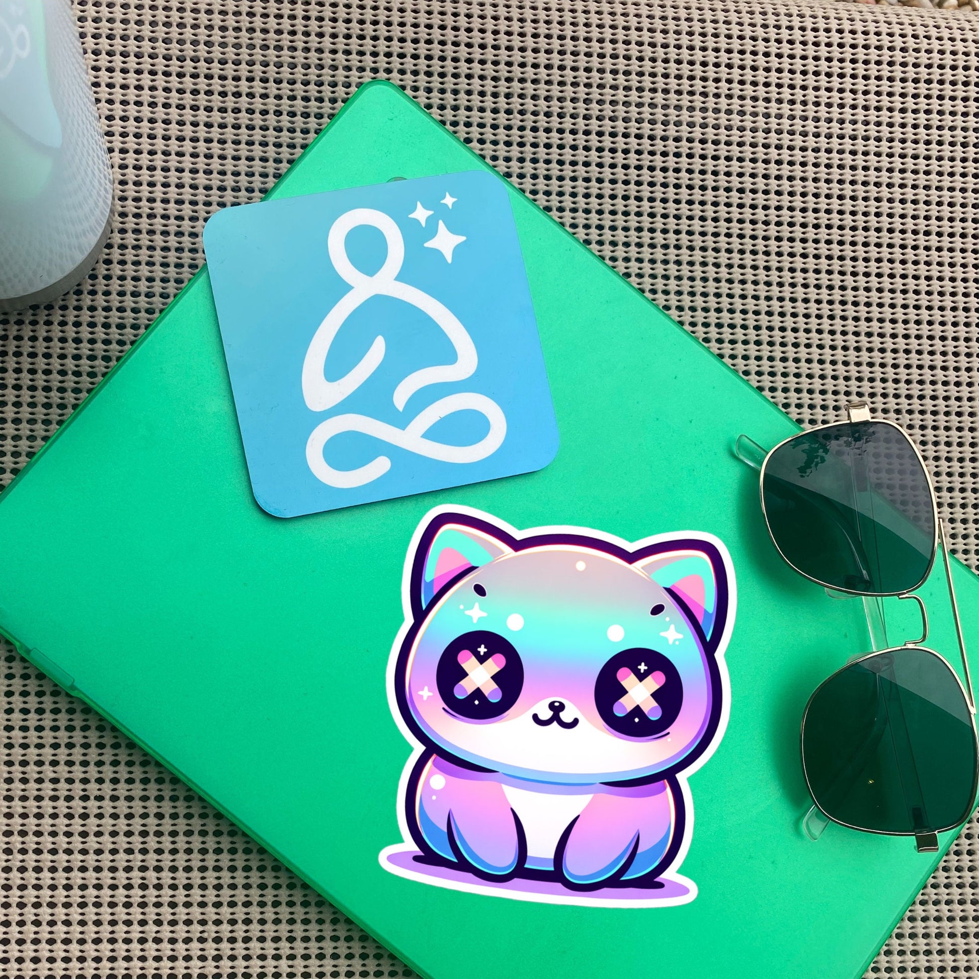 Weirdcore Pastel Goth Grunge Cute Trippy Cat Vinyl Sticker Oddcore Kitty Waterproof Sticker, Weird Stuff Unique Gift