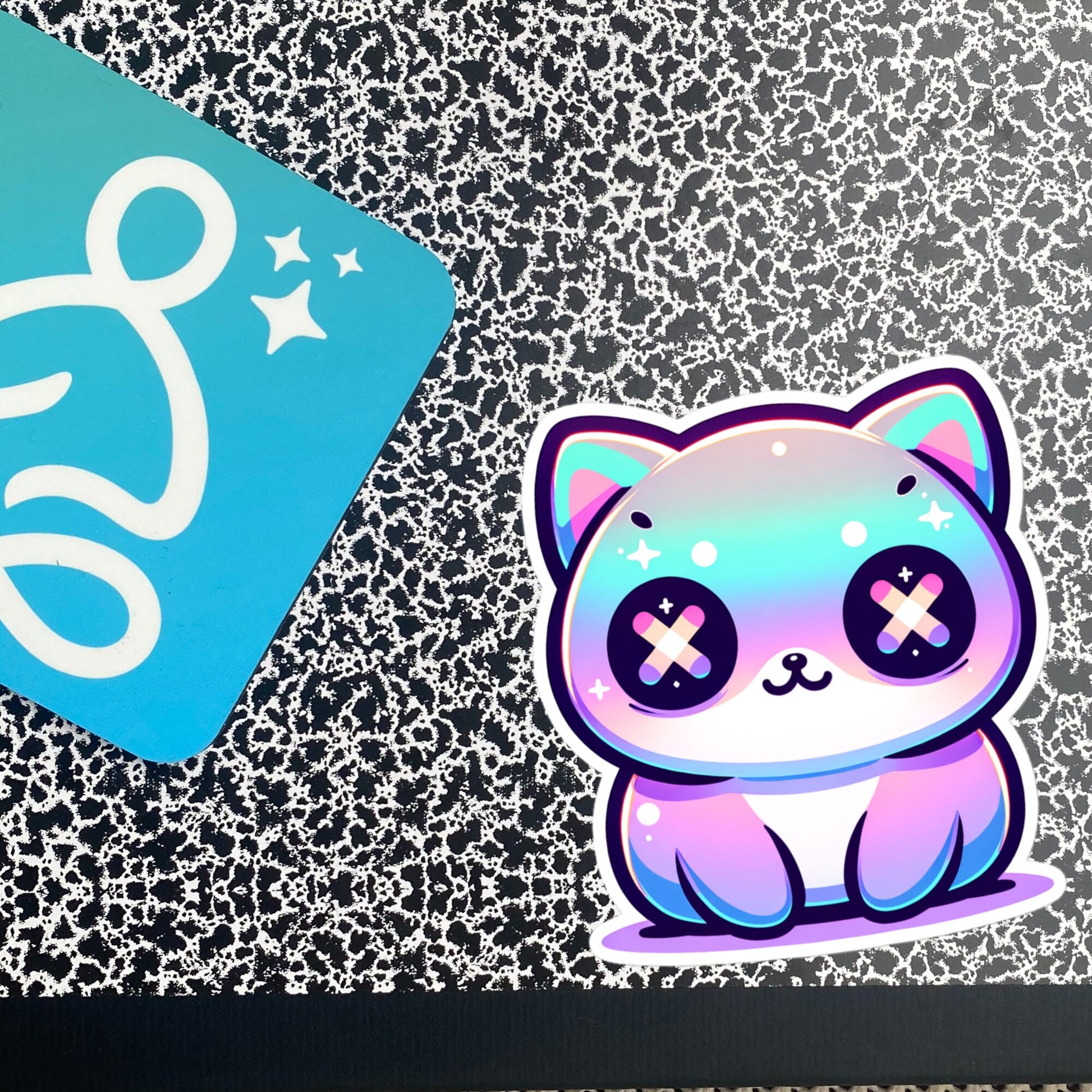 Weirdcore Pastel Goth Grunge Cute Trippy Cat Vinyl Sticker Oddcore Kitty Waterproof Sticker, Weird Stuff Unique Gift