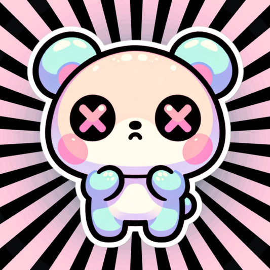 Weirdcore Pastel Goth Grunge Cute Panic Bear Vinyl Sticker Oddcore Teddy Waterproof Sticker, Weird Stuff Unique Gift