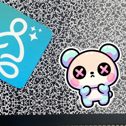 Weirdcore Pastel Goth Grunge Cute Panic Bear Vinyl Sticker Oddcore Teddy Waterproof Sticker, Weird Stuff Unique Gift