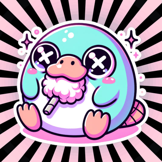 Creepy Cute Gore Clowncore Platypus Vinyl Sticker Grunge Pastel Goth Animal Cotton Candy Sticker Gifts
