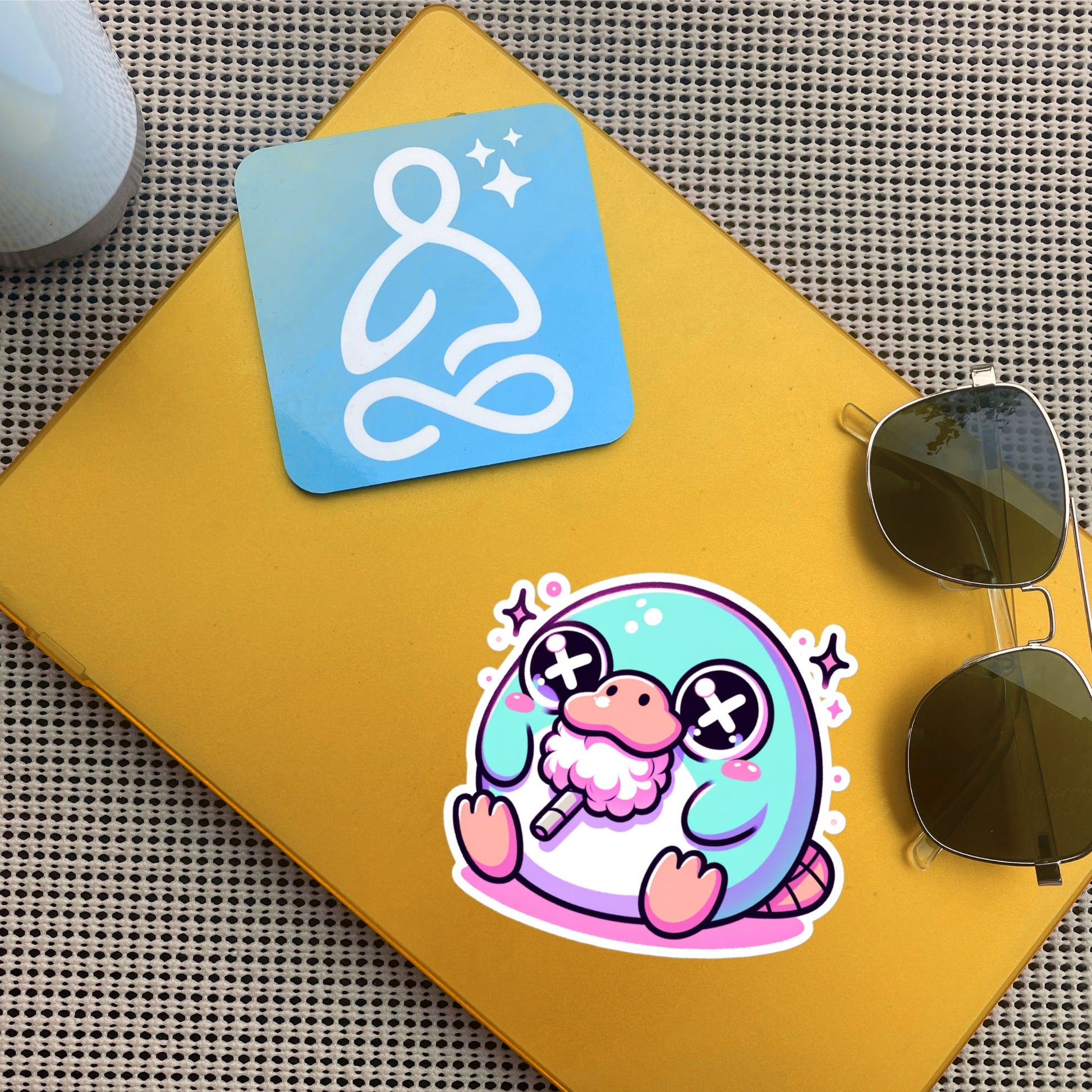 Creepy Cute Gore Clowncore Platypus Vinyl Sticker Grunge Pastel Goth Animal Cotton Candy Sticker Gifts