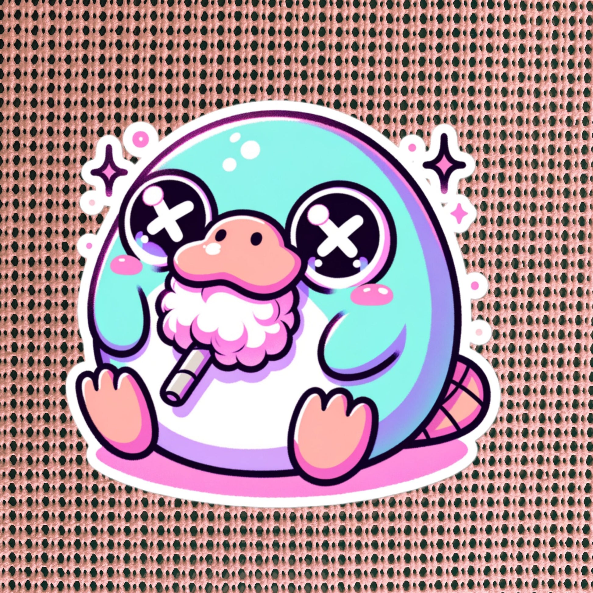 Creepy Cute Gore Clowncore Platypus Vinyl Sticker Grunge Pastel Goth Animal Cotton Candy Sticker Gifts