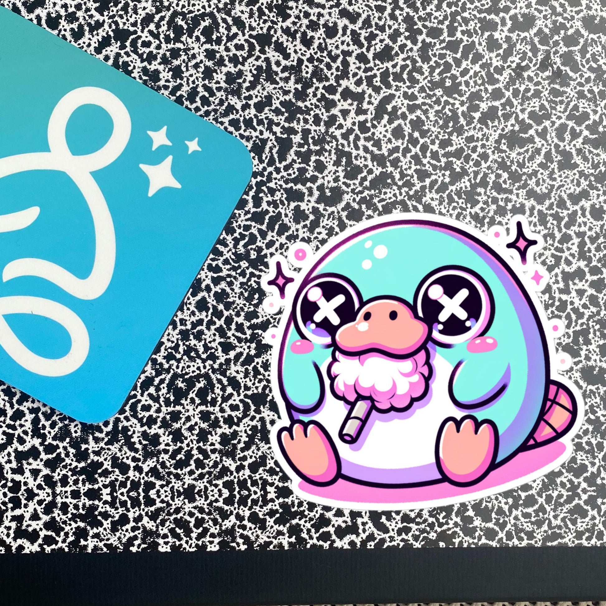 Creepy Cute Gore Clowncore Platypus Vinyl Sticker Grunge Pastel Goth Animal Cotton Candy Sticker Gifts