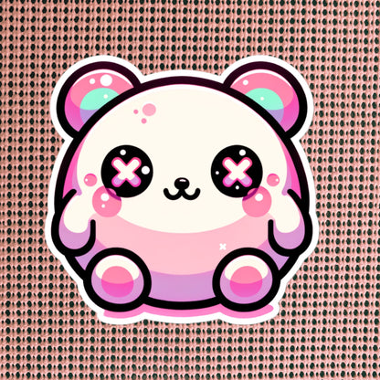 Weirdcore Pastel Goth Grunge Cute Chubby Pink Bear Vinyl Sticker Oddcore Animal Waterproof Sticker, Weird Stuff Unique Gift