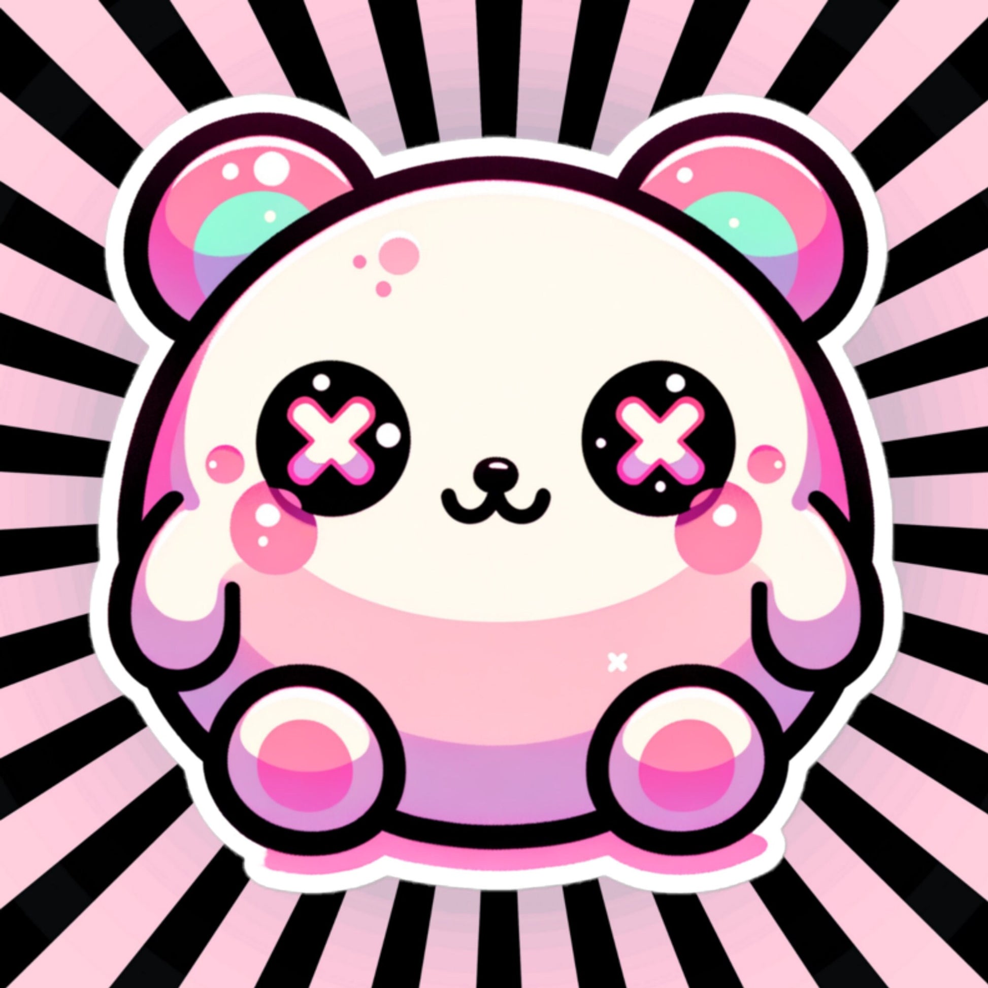 Weirdcore Pastel Goth Grunge Cute Chubby Pink Bear Vinyl Sticker Oddcore Animal Waterproof Sticker, Weird Stuff Unique Gift
