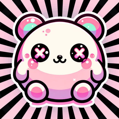 Weirdcore Pastel Goth Grunge Cute Chubby Pink Bear Vinyl Sticker Oddcore Animal Waterproof Sticker, Weird Stuff Unique Gift