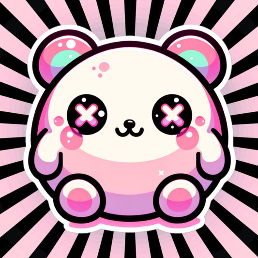 Weirdcore Pastel Goth Grunge Cute Chubby Pink Bear Vinyl Sticker Oddcore Animal Waterproof Sticker, Weird Stuff Unique Gift