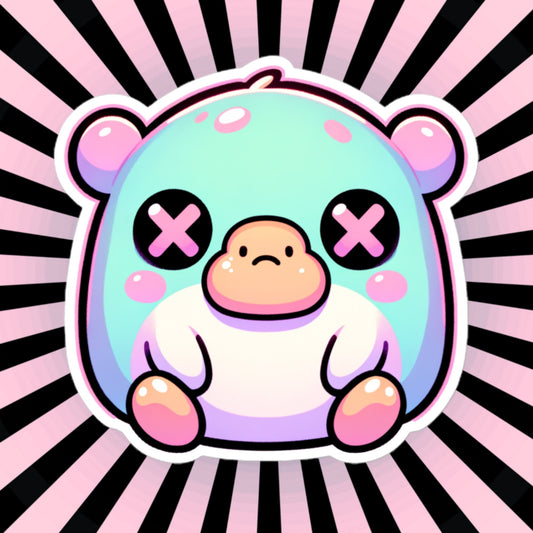 Creepy Cute Gore Clowncore Platypus Vinyl Sticker Grunge Pastel Goth Animal Sticker Gifts