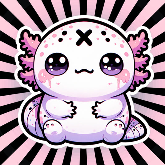 Creepy Cute Clowncore Axolotl Vinyl Sticker Grunge Pastel Goth Animal Sticker Gifts