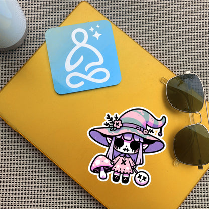 Creepy Cute Gore Weirdcore Mushroom Witch Vinyl Sticker Grunge Pastel Goth Witch Sticker Gift