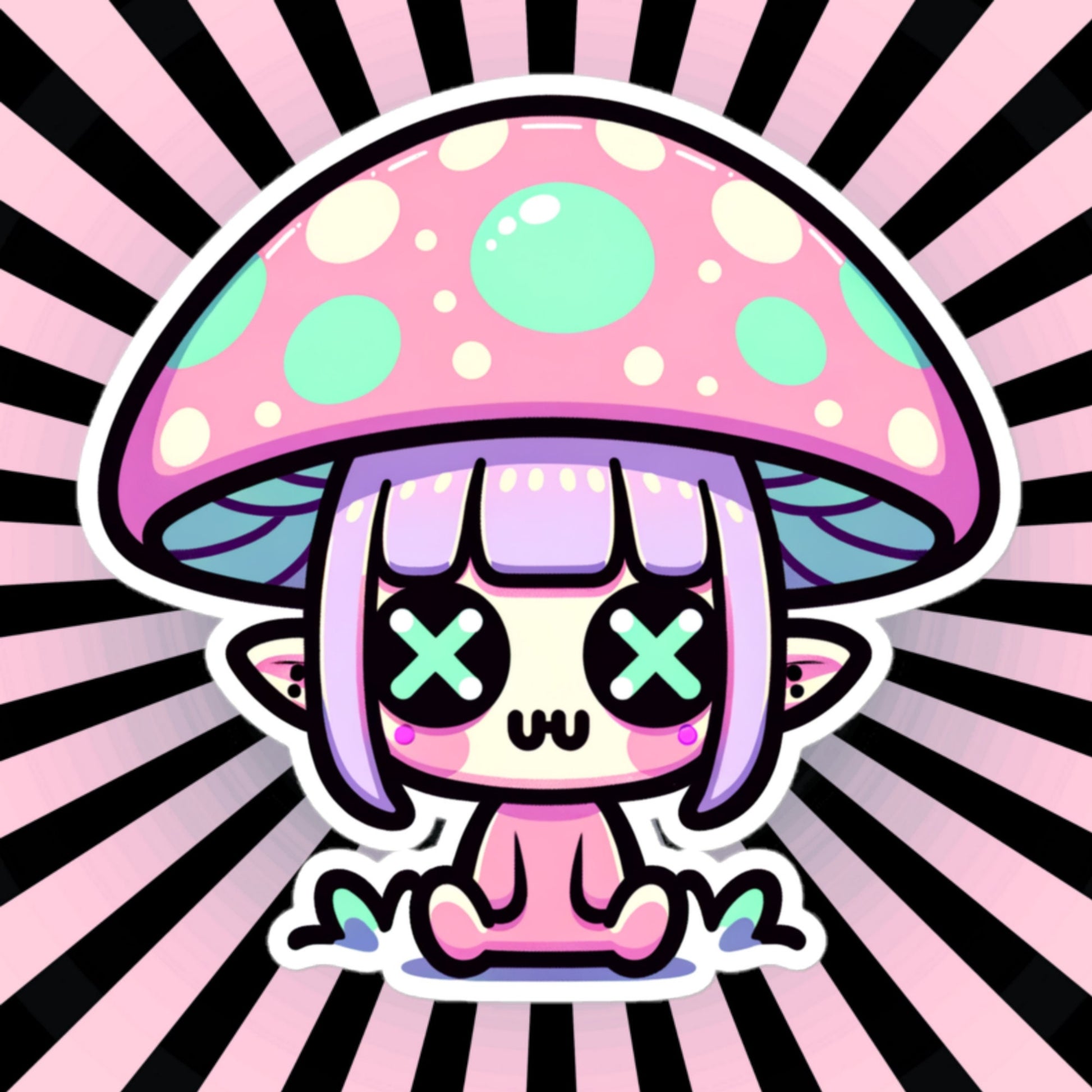 Creepy Cute Weirdcore Mushroom Elf Vinyl Sticker Grunge Pastel Goth Elf Sticker Gift