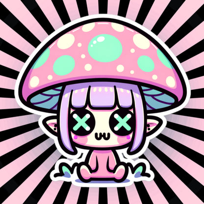 Creepy Cute Weirdcore Mushroom Elf Vinyl Sticker Grunge Pastel Goth Elf Sticker Gift