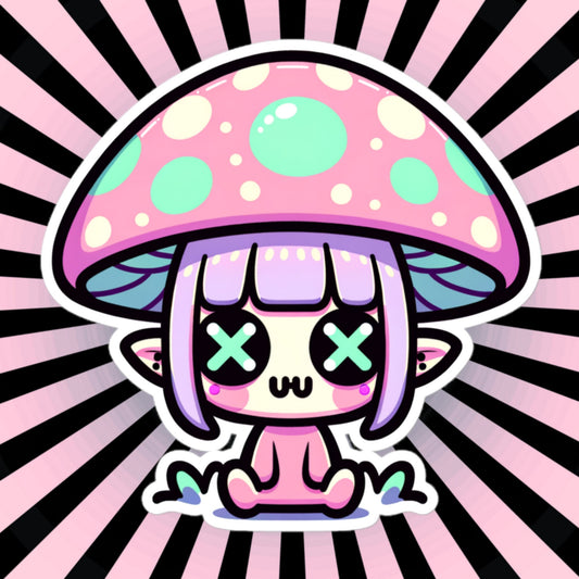 Creepy Cute Weirdcore Mushroom Elf Vinyl Sticker Grunge Pastel Goth Elf Sticker Gift