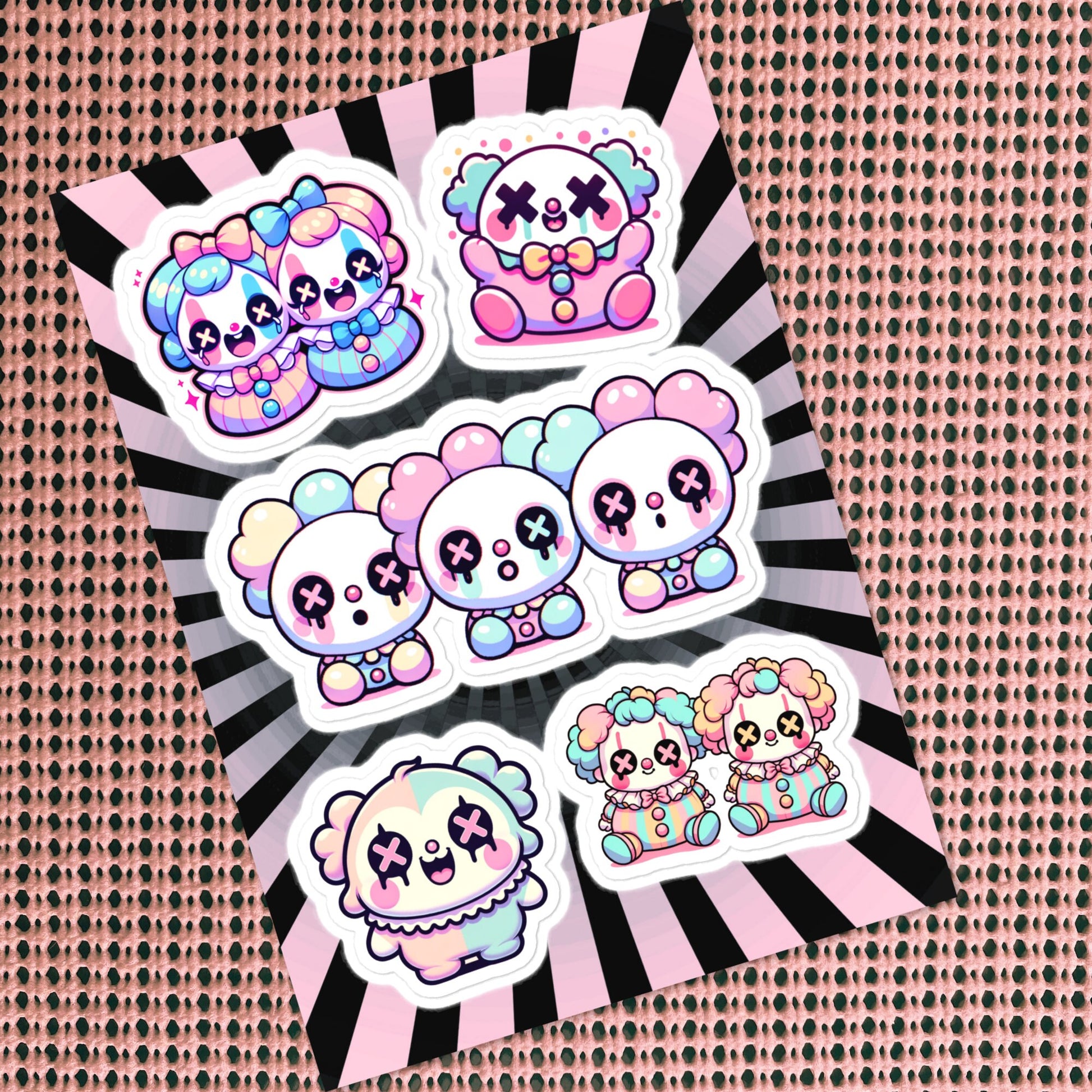 Creepy Cute Gore Clowncore Clowns Sticker Sheet Grunge Pastel Goth Clowns Sticker Pack