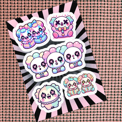 Creepy Cute Gore Clowncore Clowns Sticker Sheet Grunge Pastel Goth Clowns Sticker Pack