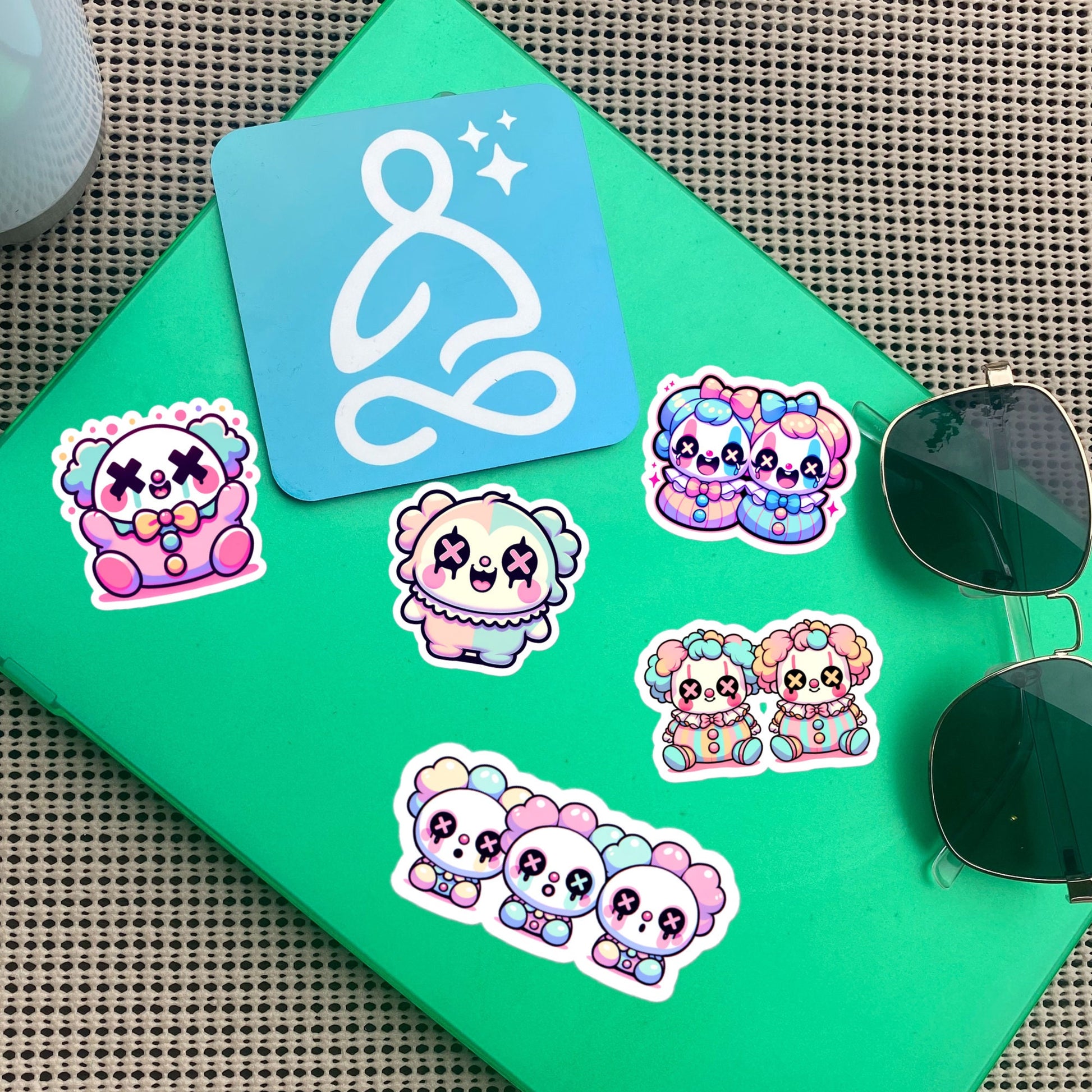 Creepy Cute Gore Clowncore Clowns Sticker Sheet Grunge Pastel Goth Clowns Sticker Pack