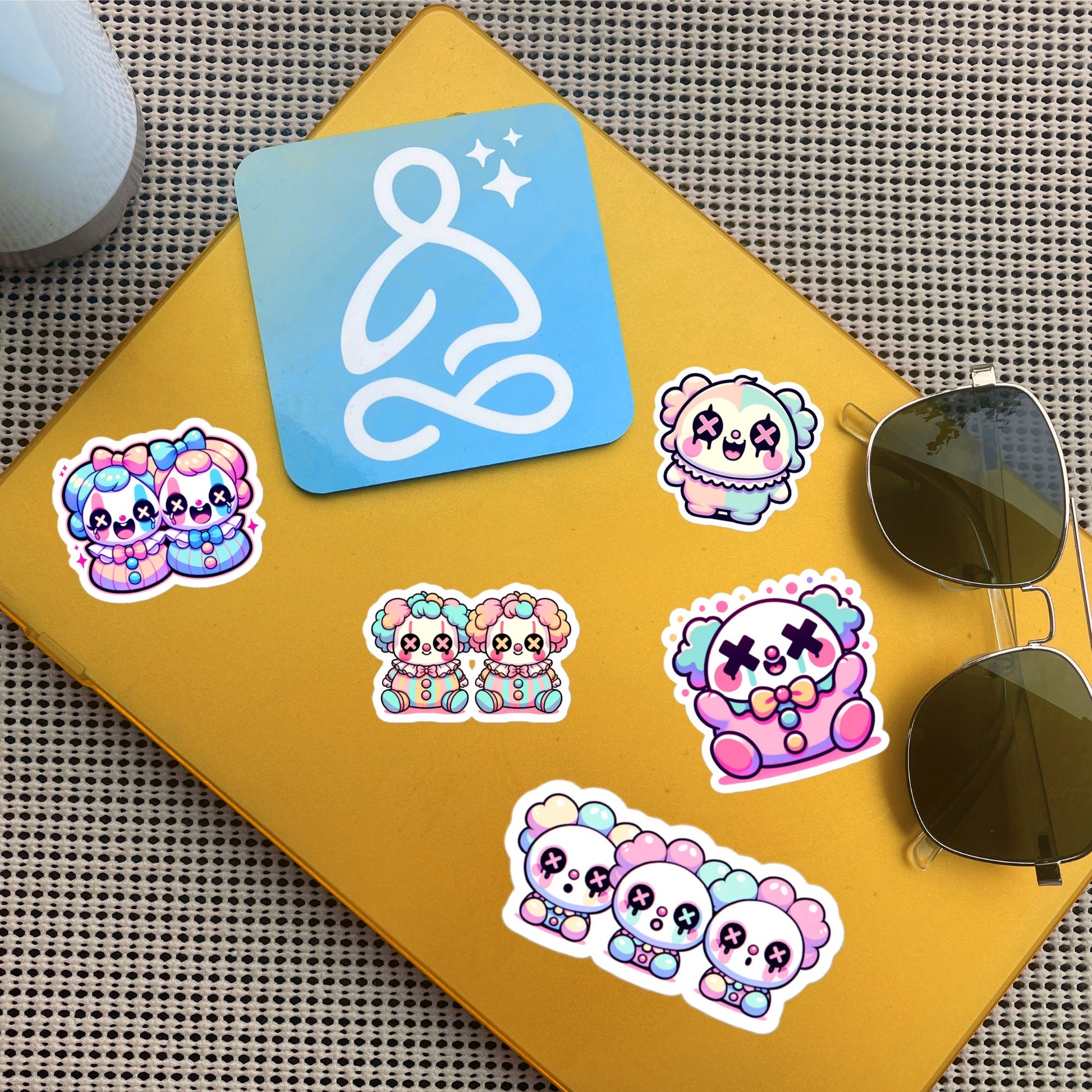 Creepy Cute Gore Clowncore Clowns Sticker Sheet Grunge Pastel Goth Clowns Sticker Pack