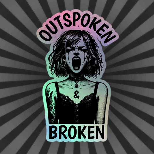 Gothic Grunge Punkrock Pastel Goth Girl Screaming Sticker Vinyl Holographic Ventcore Outspoken & Broken Sticker