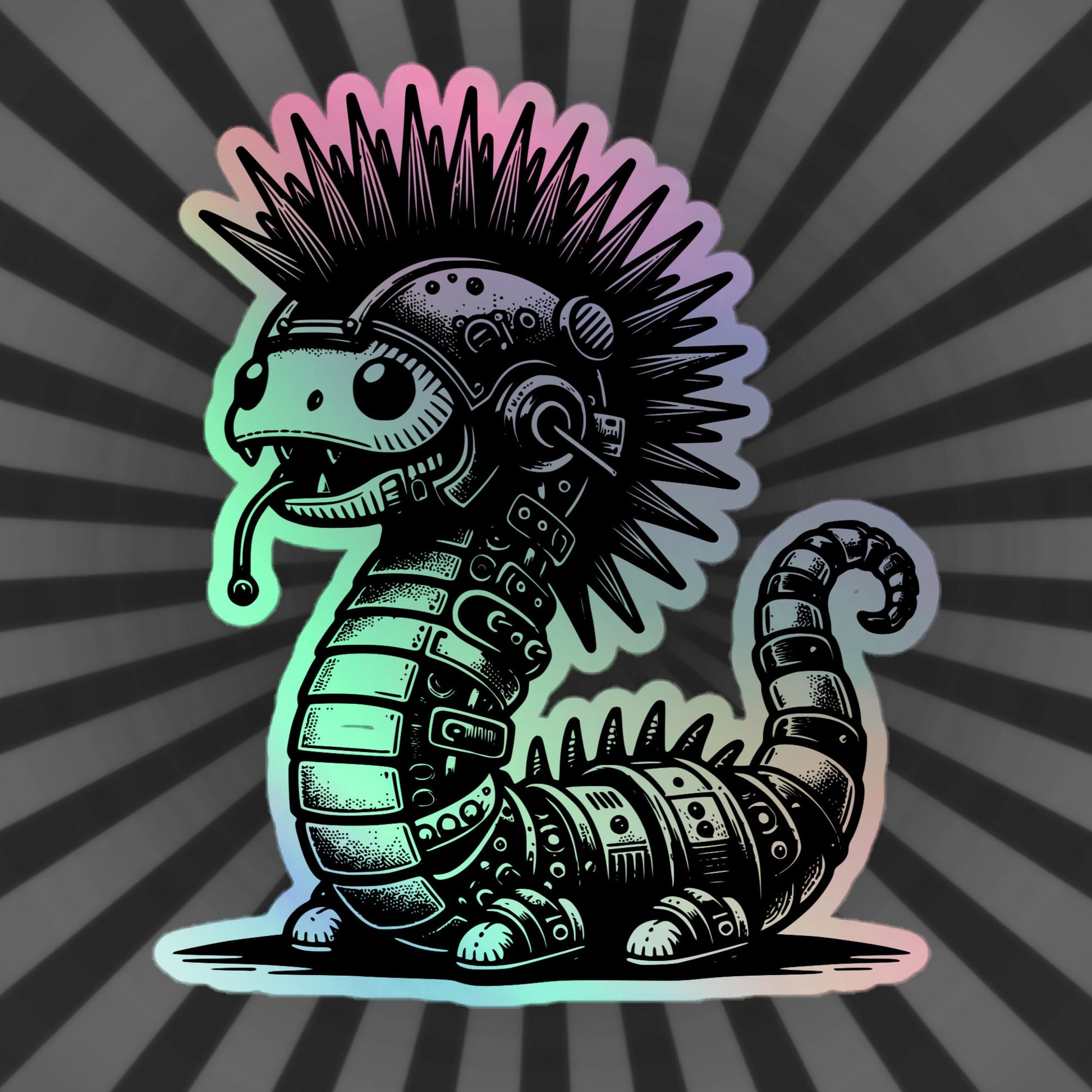 Gothic Grunge Punkrock Cyborg Locknest Monster Sticker Vinyl Holographic Cyberpunk Lock Ness Nessie Sticker