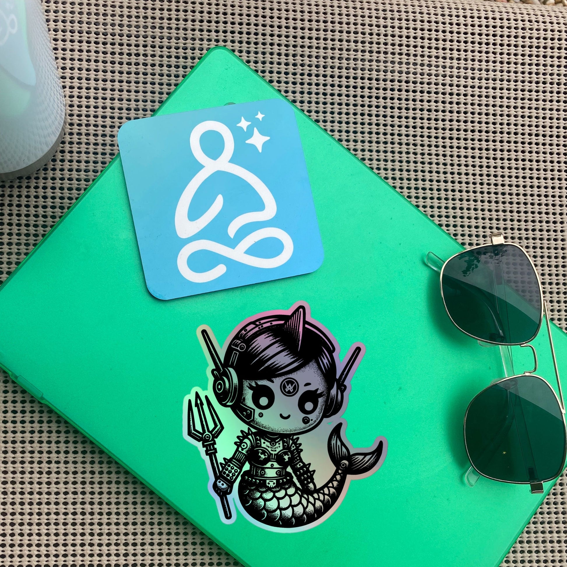 Gothic Grunge Punkrock Cyborg Mermaid Sticker Vinyl Holographic Cyberpunk Sticker for Tumblers, Phone Cases, Laptops, Books and Crafts