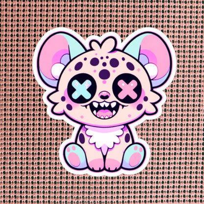 Creepy Cute Gore Clowncore Laughing Hyena Sticker Weirdcore Grunge Pastel Goth Hyena Vinyl Waterproof Sticker