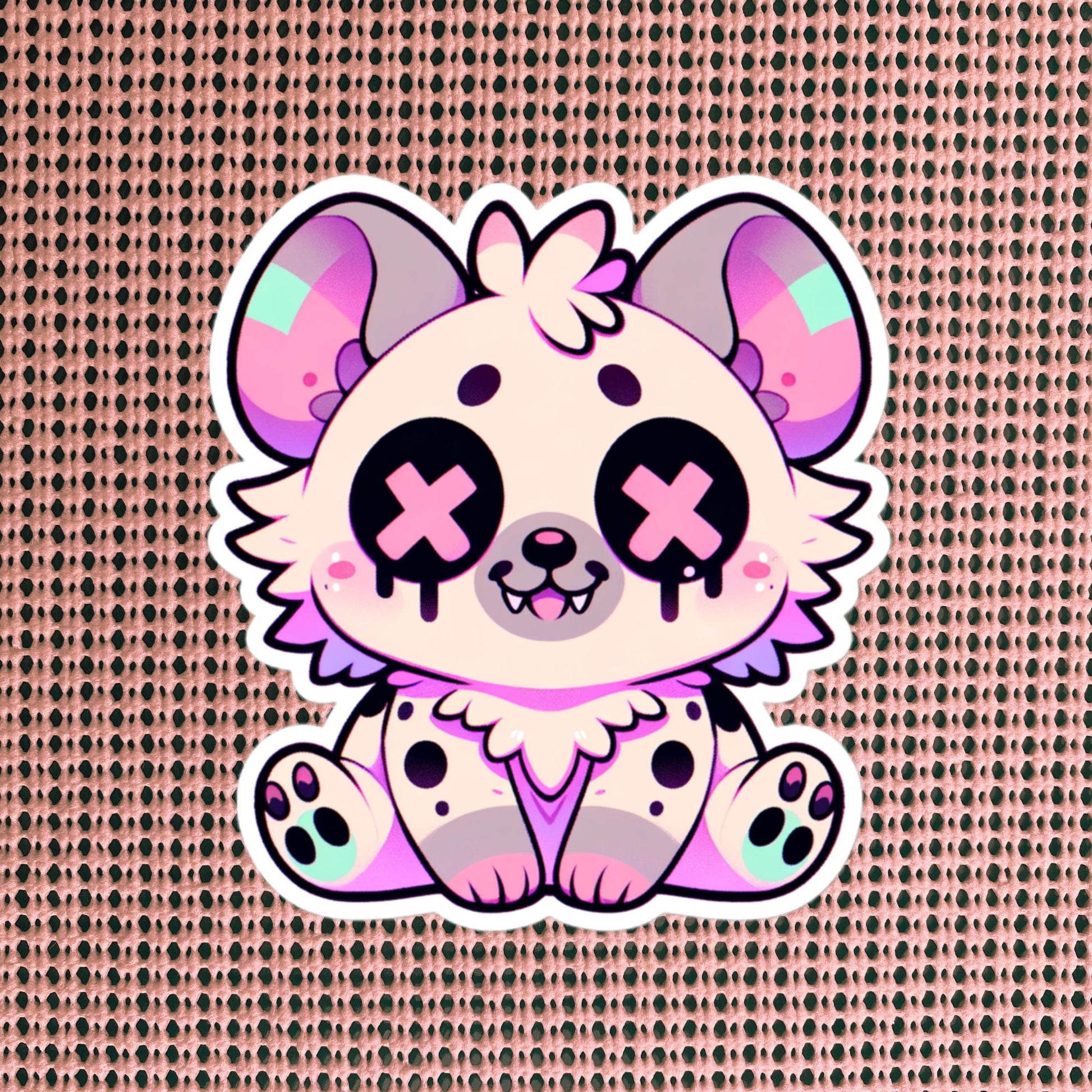 Creepy Cute Gore Clowncore Hyena Sticker Weirdcore Grunge Pastel Goth Hyena Vinyl Waterproof Sticker