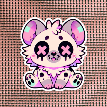 Creepy Cute Gore Clowncore Hyena Sticker Weirdcore Grunge Pastel Goth Hyena Vinyl Waterproof Sticker