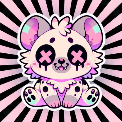 Creepy Cute Gore Clowncore Hyena Sticker Weirdcore Grunge Pastel Goth Hyena Vinyl Waterproof Sticker