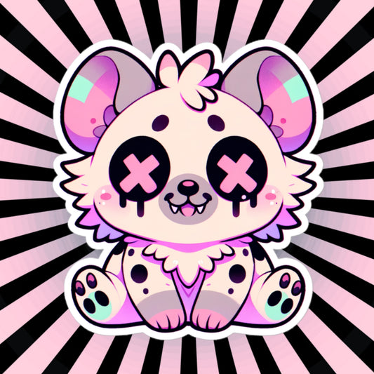 Creepy Cute Gore Clowncore Hyena Sticker Weirdcore Grunge Pastel Goth Hyena Vinyl Waterproof Sticker
