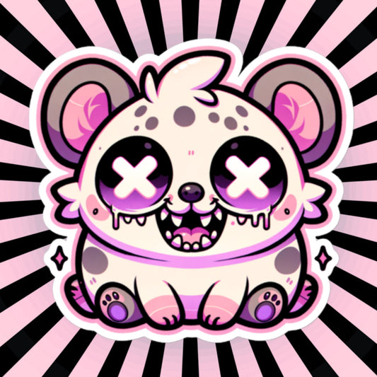 Creepy Cute Gore Clowncore Crazy Hyena Sticker Weirdcore Grunge Pastel Goth Hyena Vinyl Waterproof Sticker