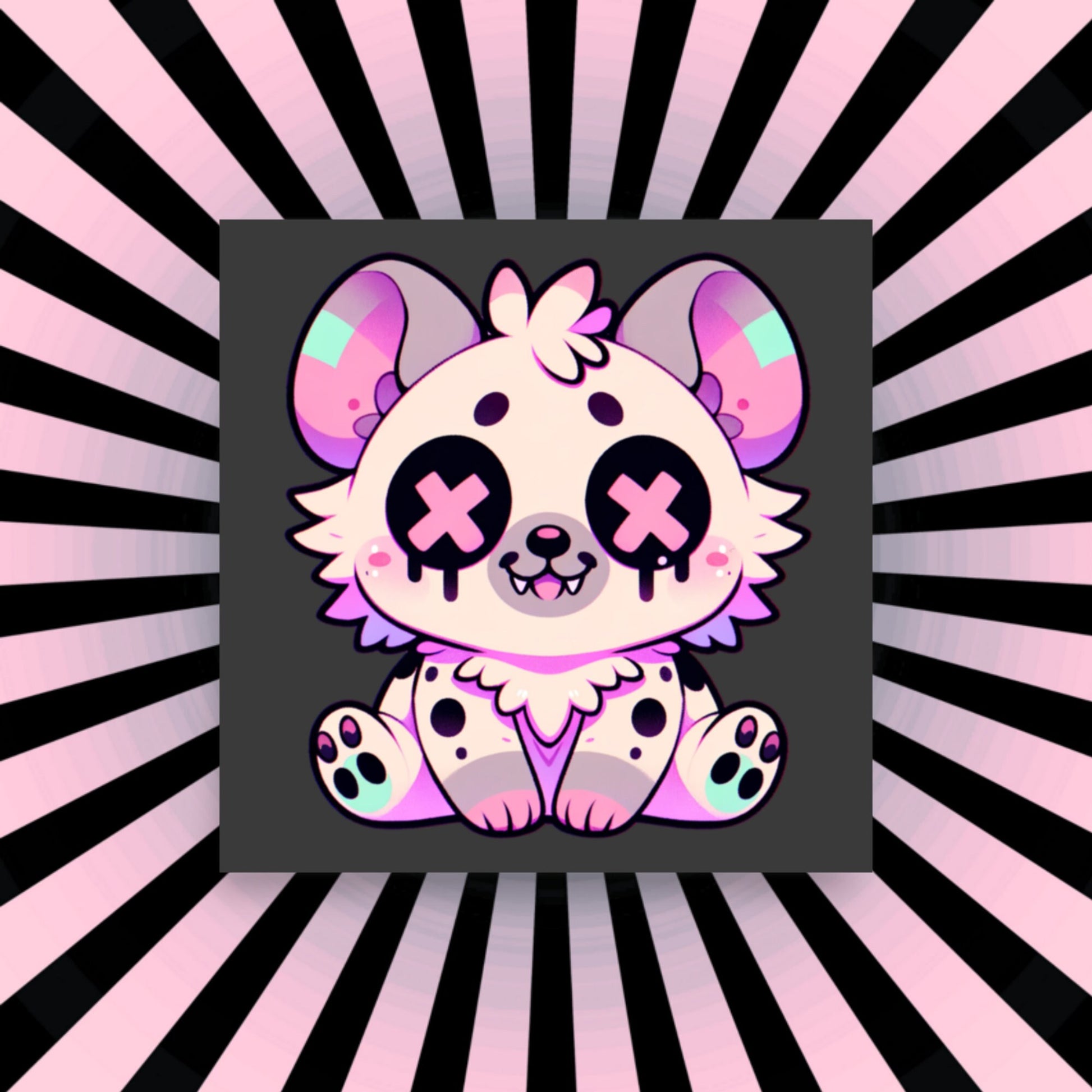 Creepy Cute Clowncore Hyena Wall Poster Oddcore pastel Goth Grunge Hyena Enhanced Matte Poster Paper for Pastel Grunge Room Decor - Charcoal