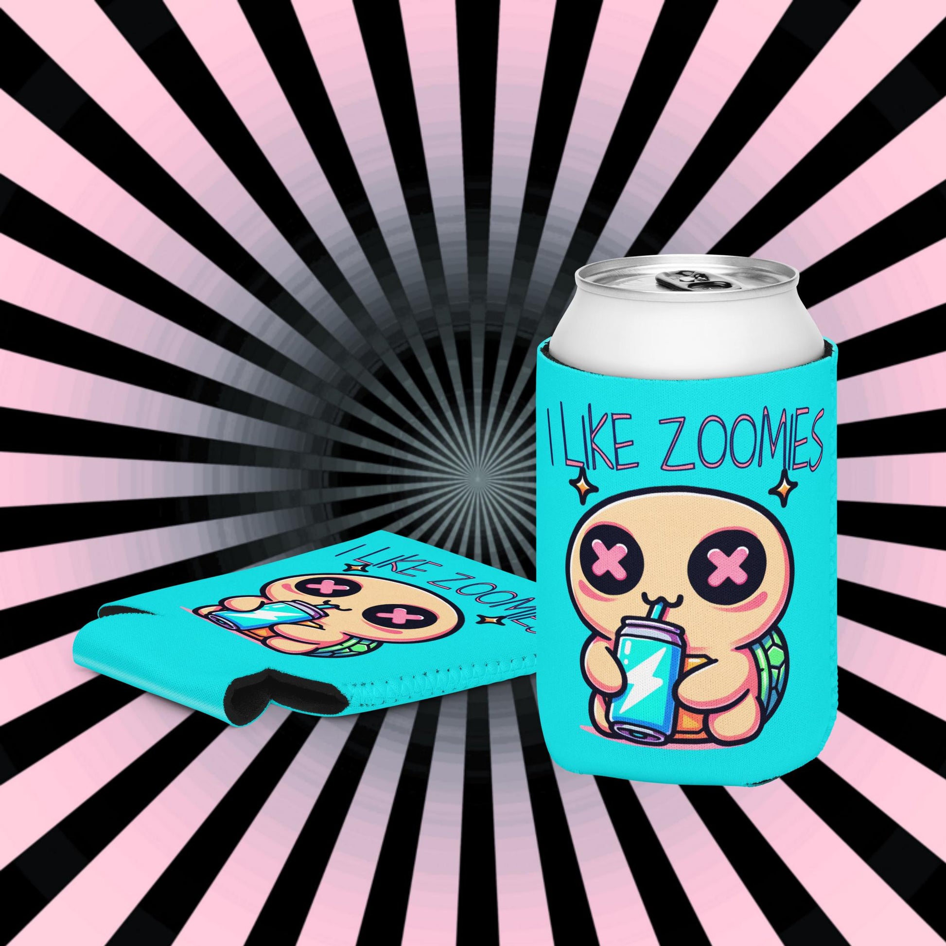 Pastel Goth Weirdcore Zoomies Beer Cozie Grunge Turtle Tortoise Can Cooler Koozie