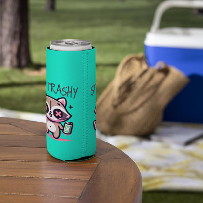 Pastel Goth Weirdcore Stay Trashy Beer Cozie Grunge Raccoon Can Cooler Koozie