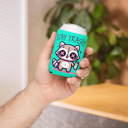 Pastel Goth Weirdcore Stay Trashy Beer Cozie Grunge Raccoon Can Cooler Koozie