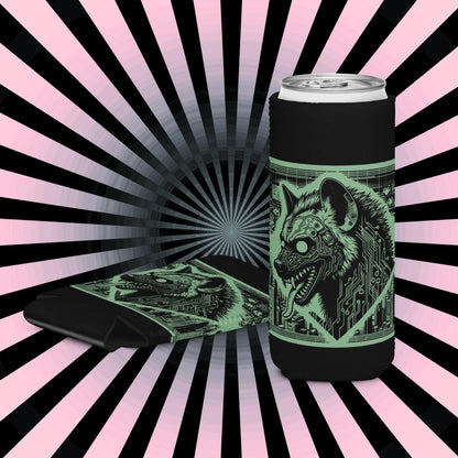 Cyber Hyena Trippy Wired Tech Vision Beer Holder Weirdcore Hyena Coozie