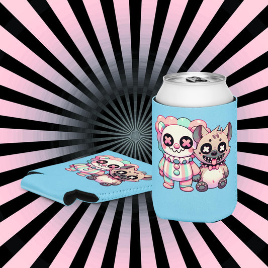 Spooky Creepy Cute Hyena Clown Pals Beer Holder Clowncore Weirdcore Friends Beverage Coozie