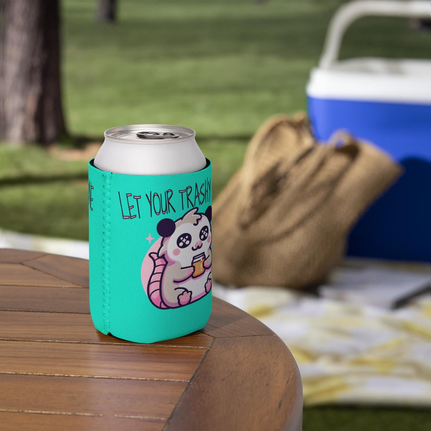 Pastel Goth Weirdcore Let Your Trashy Shine Beer Cozie Grunge Oppossum Can Cooler Koozie