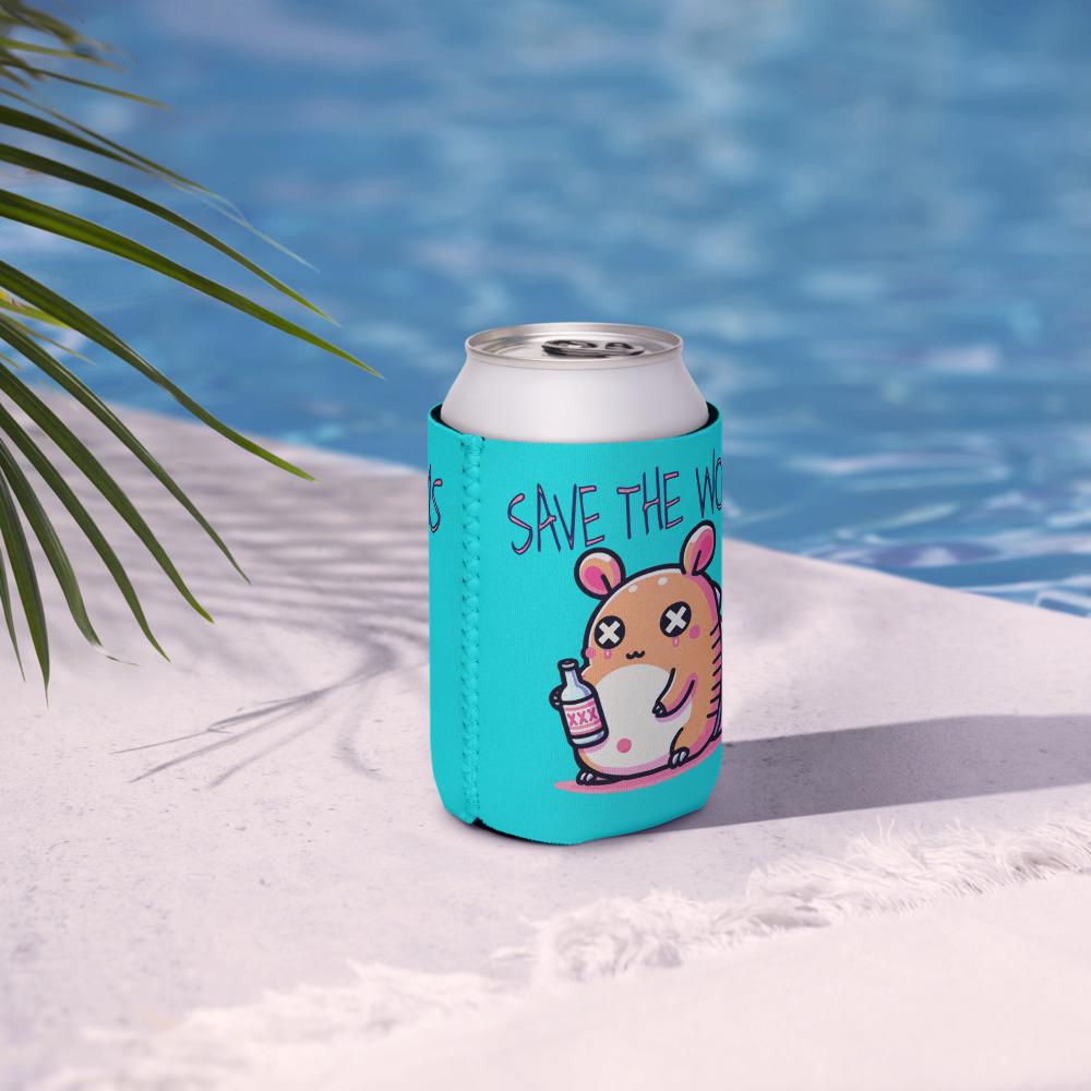 Weirdcore Kawaii Armadillo Can Cooler Beer Pastel Goth Grunge Cozie Save the Worms Beverage Koozie