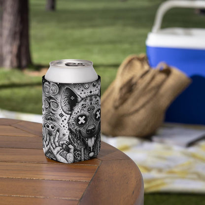 Trippy Psychedelic Gore Weirdcore Hyena Beer Holder Grunge Goth Spotted Hyena Cozie