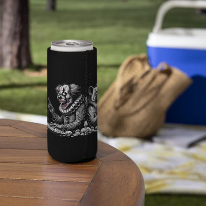Dark Clown and Hyena Weirdcore Goth Can cooler Hyena Clown Cozie Unique Beer Holder