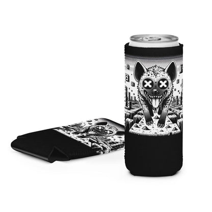 Trippy Psychedelic Gore Weirdcore Hyena Cozie Grunge Goth Spotted Hyena Pixel Art Game Beverage Holder