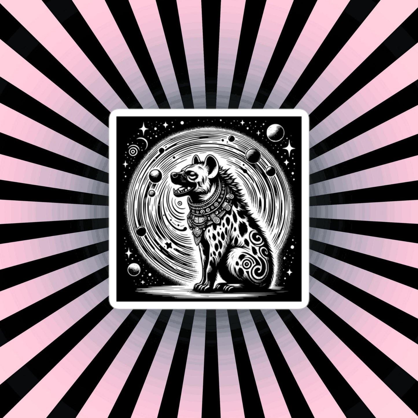 Weirdcore Cosmic Shaman Hyena Waterproof Vinyl Sticker