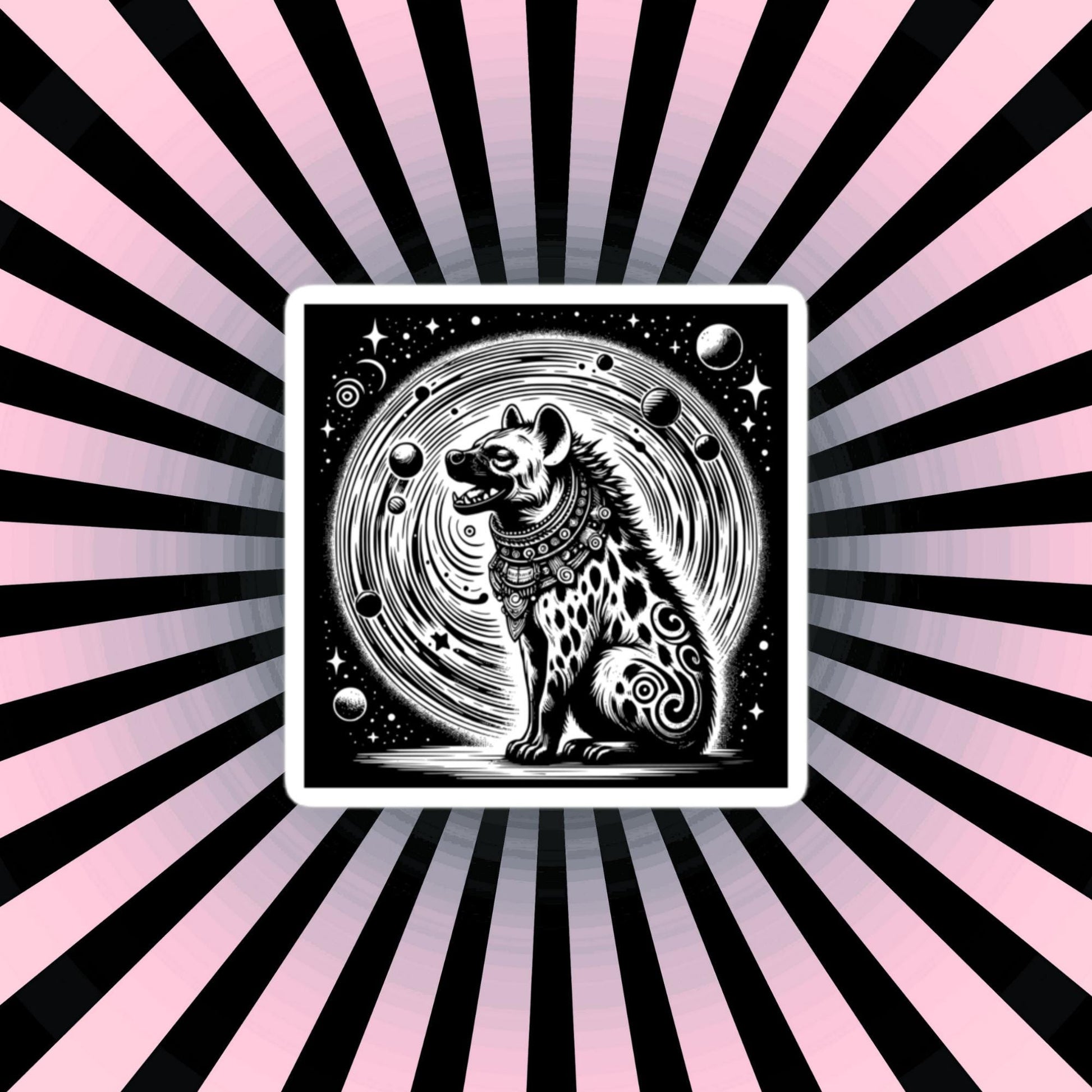 Weirdcore Cosmic Shaman Hyena Waterproof Vinyl Sticker