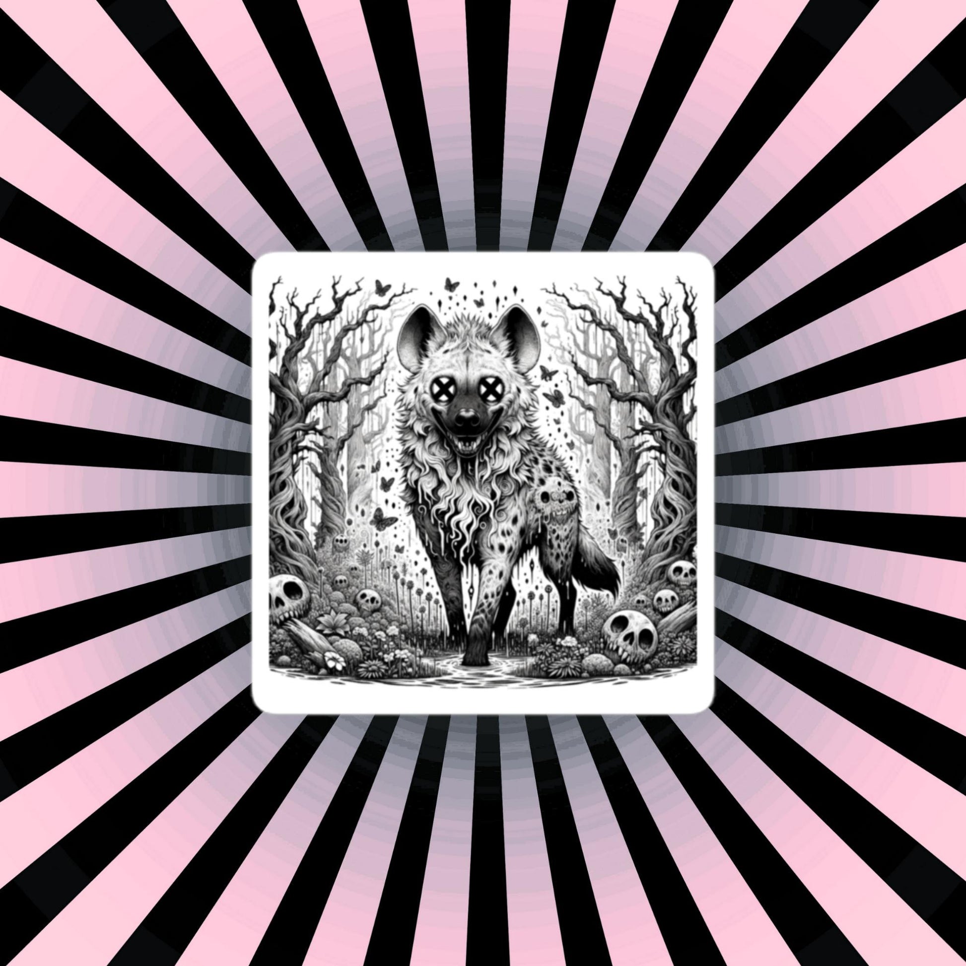Dark Forest Spooky Creepy Weirdcore Hyena Waterproof Vinyl Sticker