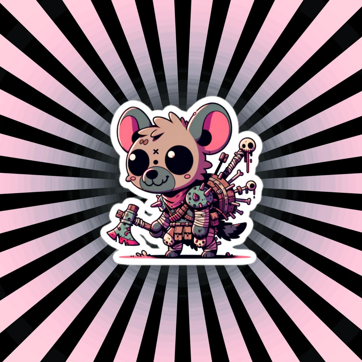 Dystopian Creepy Cute Weirdcore Zombie Hyena Kawaii Waterproof Vinyl Sticker