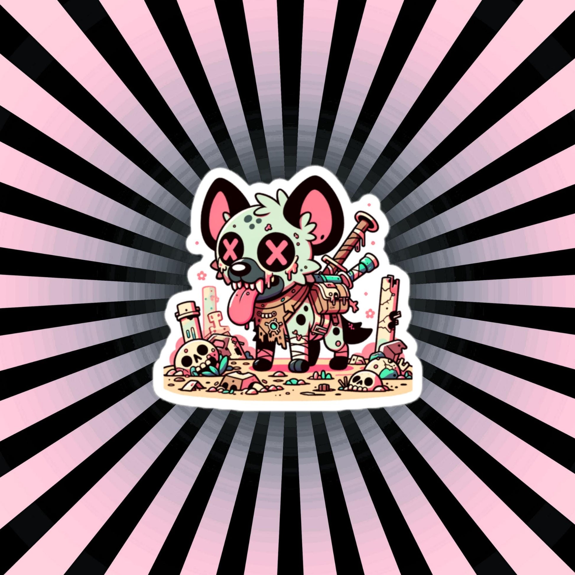 Weirdcore Gore Zombie Hyena Grunge Waterproof Vinyl Sticker